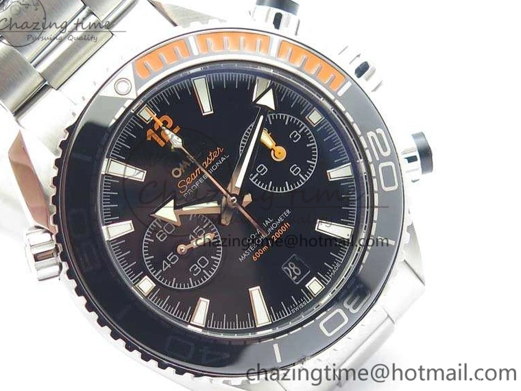0424 FastDry Planet Ocean Master Chrono SS OM 1:1 Best Edition Black Dial On SS Bracelet A9900 V 8112